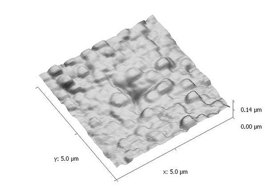Рис. 6. AFM-изображение наноиндентирования на образце UNCD 25.
